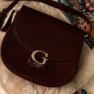 Guess Dark Cherry/Maroon Leather Handbag